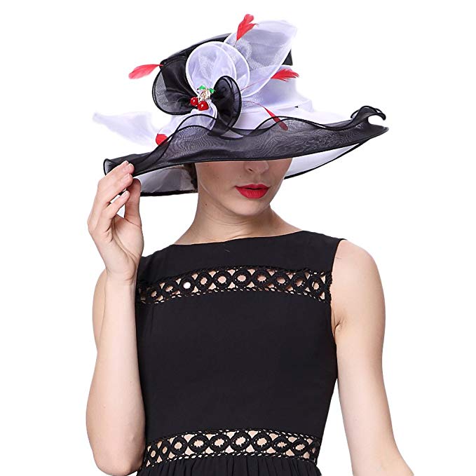 Koola's hats Women Lady 3 Layers Sinamay Church Hats Tea Party Kentucky Derby Hat