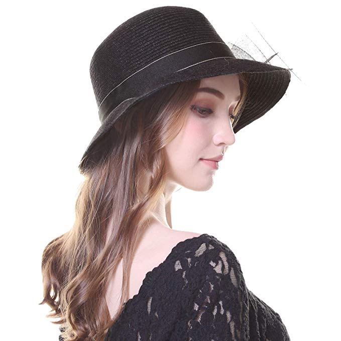 Kajeer 1920s Winter Hat Wool Bucket Bowler Church Hats for Women