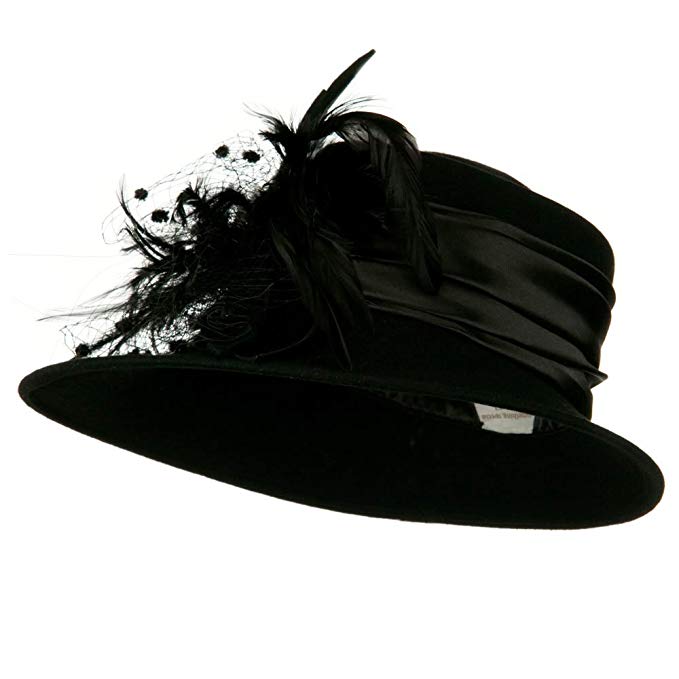 Wool Felt Hat with Net Ribbon - Black W24S37F