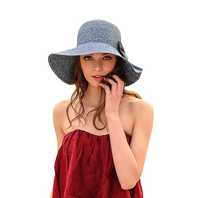 Kekolin Womens Straw Hat Floppy Foldable Roll up Beach Cap Sun Hat