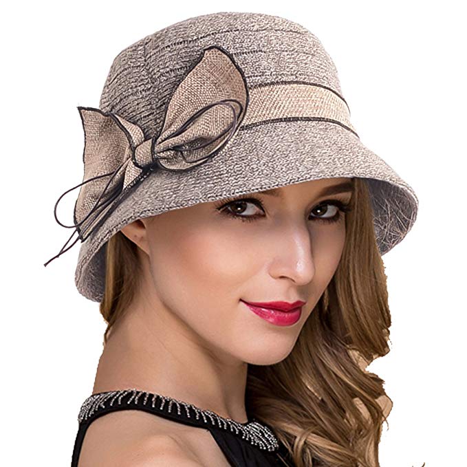 Womens Summer Sun Beach Cotton Linen Thread Sweet Cute Cloche Hat W001
