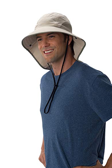 Sun Protection Zone Unisex Lightweight Adjustable Outdoor Floppy Sun Hat (100 SPF, UPF 50+) - Khaki with Olive Trim