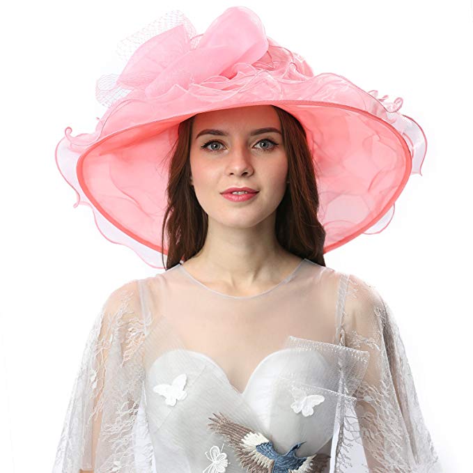 Janey&Rubbins Women's Wide Brim Hats S1702 for Kentucky Derby Day, Church, Wedding, Party and More Formal Occasion