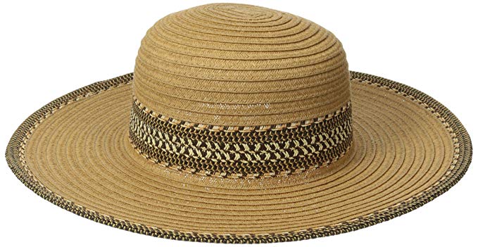 San Diego Hat Company Women's Ultrabraid Sun Brim Hat with Contrast Pattern Band