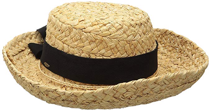 SCALA Women's Raffia Hat with Herringbone Bow