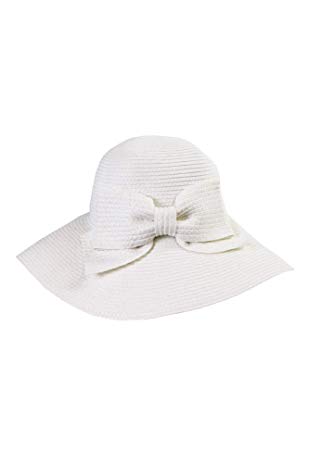 August Hat Co. Women's Floppy Straw Bow Hat White One Size