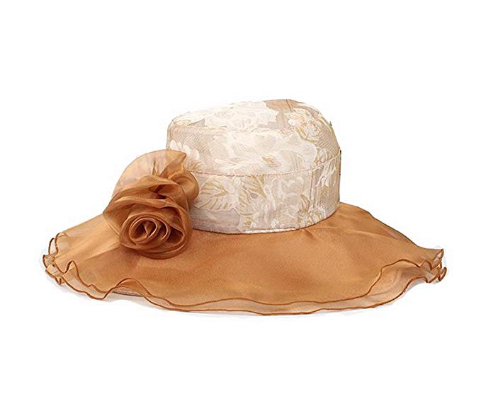 Ladies Lace Cap Coffee Sun Hat Beach Hat Wide Brim Floppy Hat for women