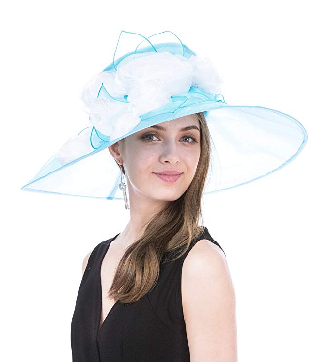 SAFERIN Women's Organza Church Kentucky Derby Fascinator Bridal Tea Party Wedding Hat