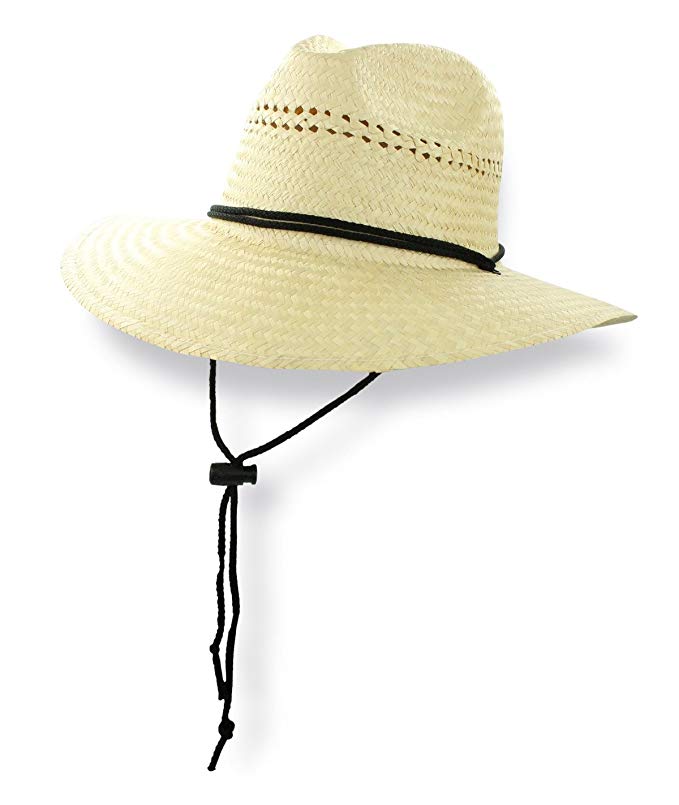 California Lifeguard Straw Beach Hat, Sun Wide Brim, One Size