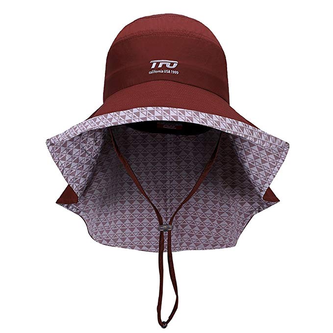 Women Sun Hats Summer UV Protection Wide Brim Cap Cotton with Neck Cover Cord by TFO