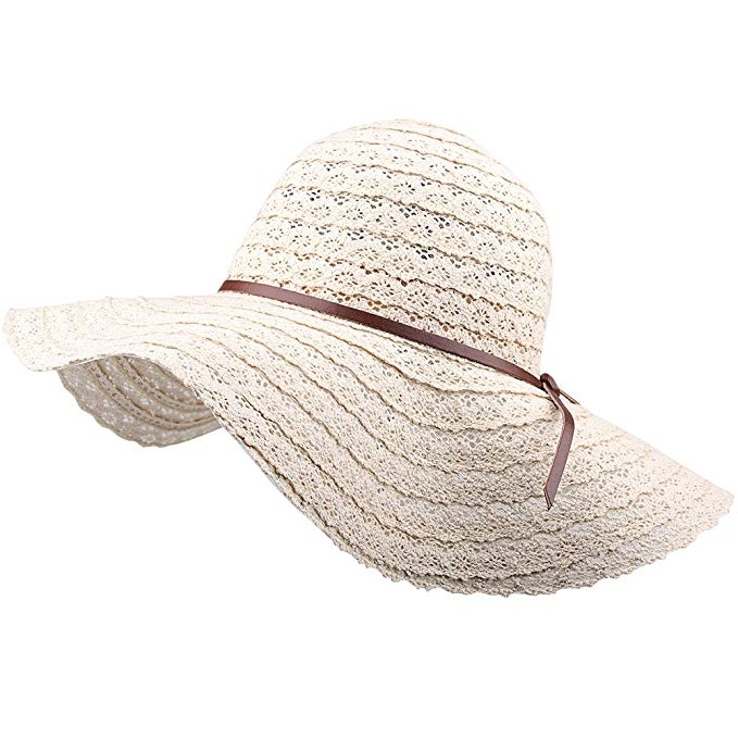 FURTALK Summer Beach Sun Hats for Women UPF Woman Foldable Floppy Travel Packable UV Hat Cotton, Wide Brim Hat