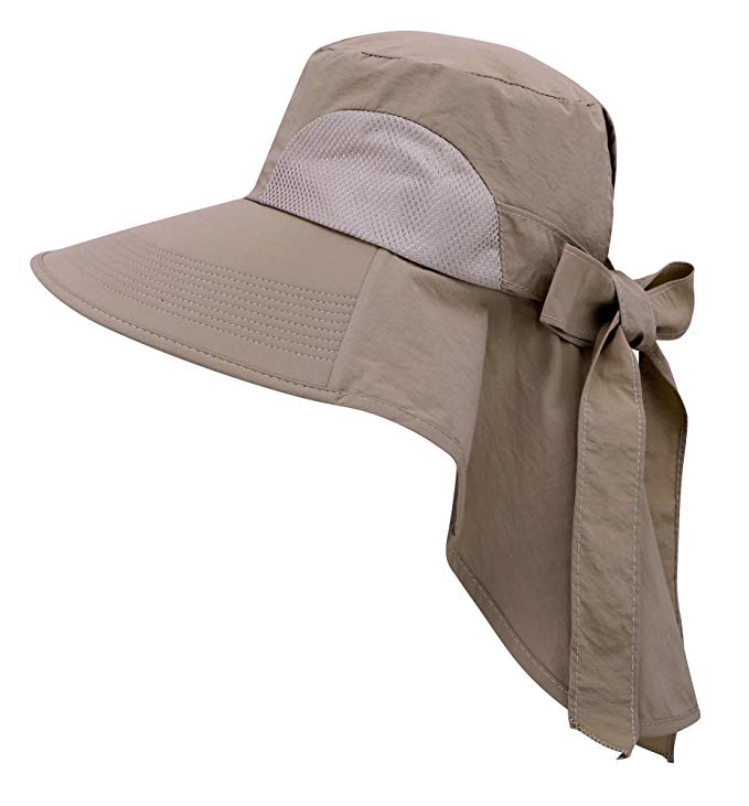 Jasmine Womens Foldable Flap UPF 50+ UV Protective Bucket Sun Hat w/Neck Cord