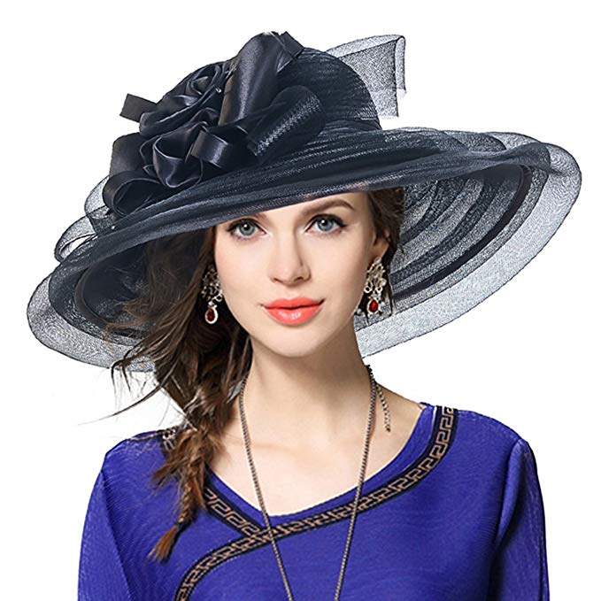 VECRY Kentucky Derby Church Wide Brim Dress Cocktail Party Sunday Hat