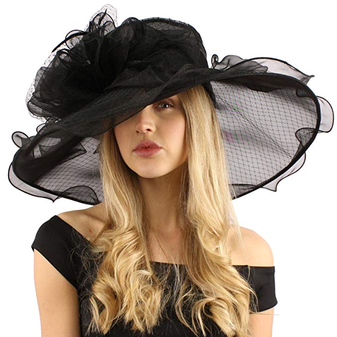 Fancy Diamond Netting Kentucky Derby Floppy Ruffle Wide 7