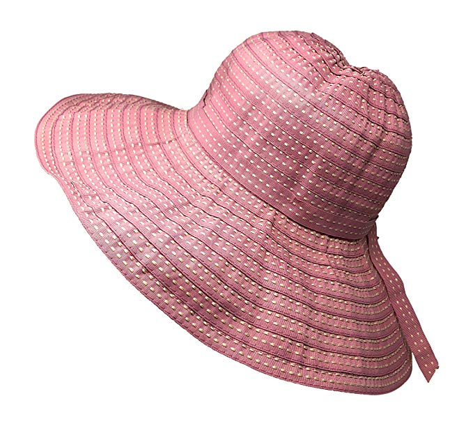 Packable Ribbon Crusher Sun Shade Beach Hat, Adjustable Wide Shapeable Brim, SPF UPF 50 UV Protection