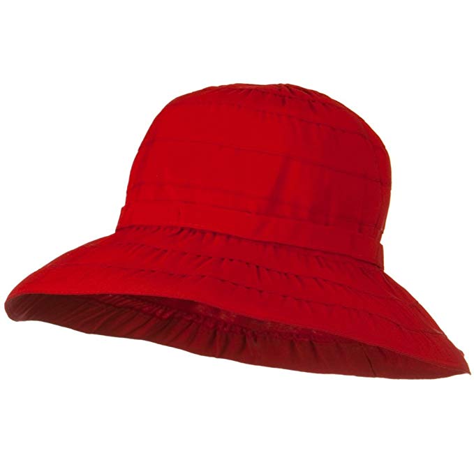 Jeanne Simmons Ribbon 3 1/2 Inch Brim Bendable Wire in Brim Hat - Red