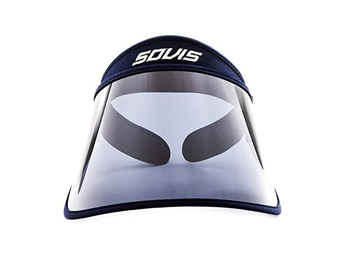 SOVIS Navy Blue Full Size - Uv Facial Protection Sun Cap Solar Visor Hat Worldwide Patented