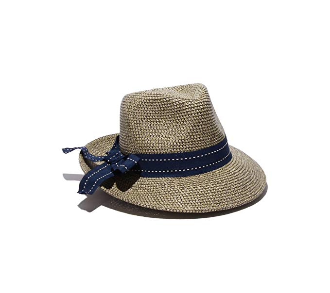 Physician Endorsed Women's Rich Pitch Fedora Packable Sun Hat with Ribbon Rated Upf 50+