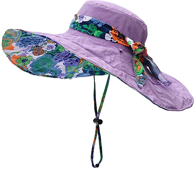 Womens Summer Flap Cover Cap Cotton Anti-UV UPF 50+ Sun Shade Hat Folding Sun Hat Beach Cap