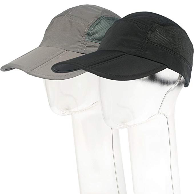 kilofly Mens Foldable Lightweight Quick Dry Adjustable Outdoor Cap, Set Of 2