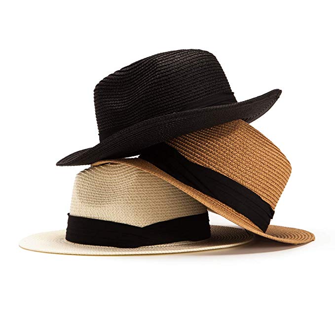 Womens Fedora Hats Pack of 3 Panama Hats for Women Men Sun Hat Summer Beach Felt