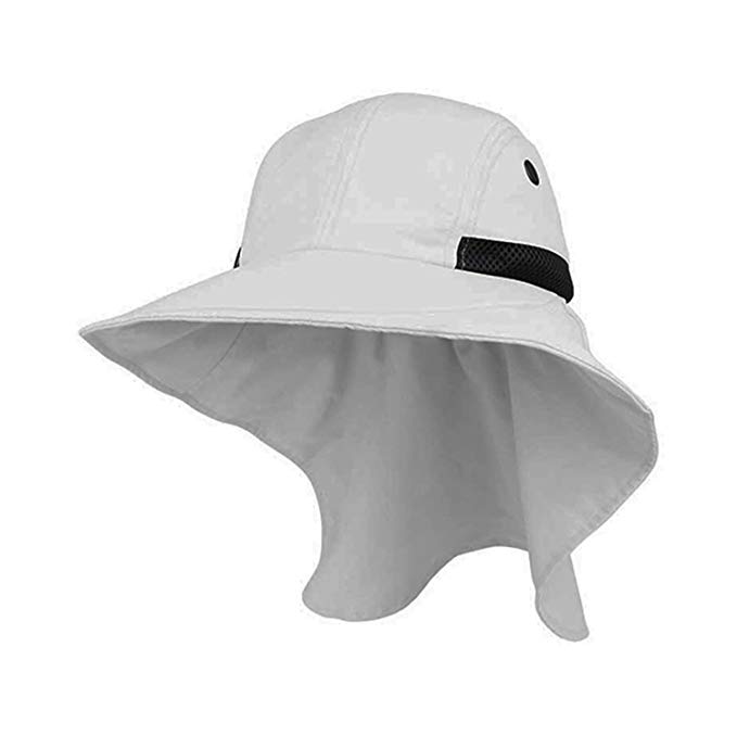 Mega Cap Juniper Womens White Wide Brim Outdoor Sun Flap Hat