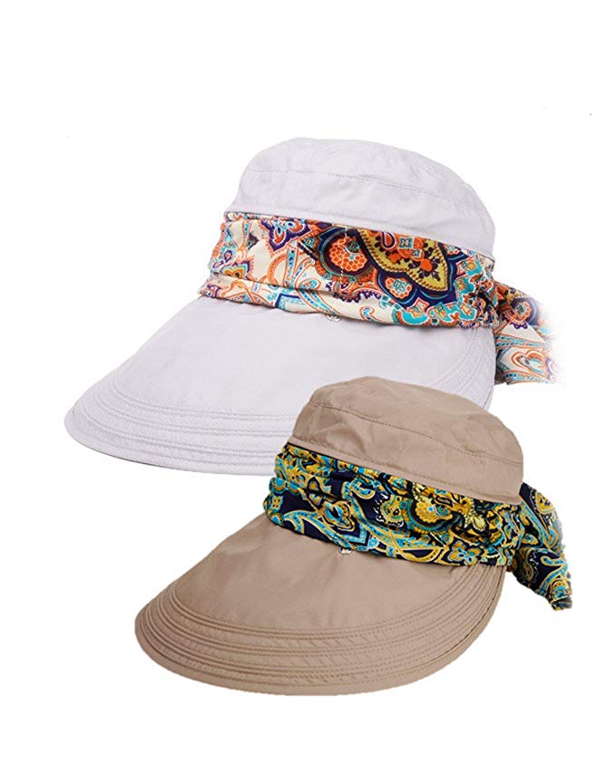 Roll Up Wide Brim Sun Visor UPF 50+ UV Protection Sun Hat with Neck Protector