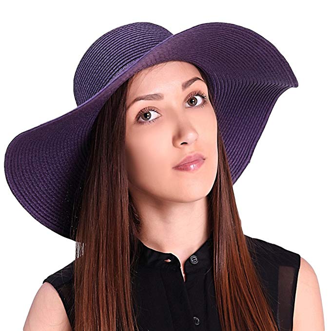 JOOWEN Sun Visor Hat Wide Brim Cap Floppy Foldable Beach Straw Hats For Women