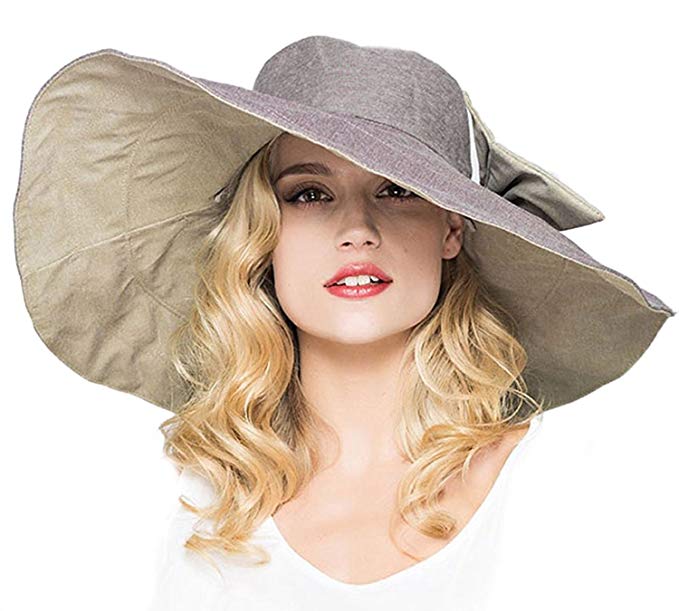 Packable Reversible Large Brim Floppy Sun Hat UPF 50 Sun Protection Travel Beach Hat