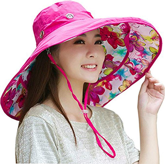 iHomey Packable Extra Large Brim Floppy Sun Hat Reversible UPF 50+ Beach Sun Bucket Hat