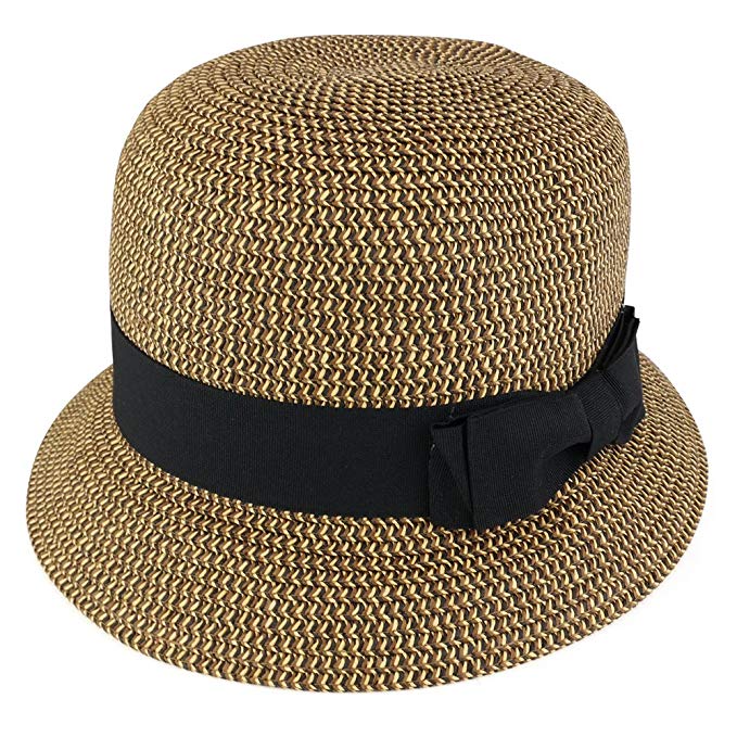 Trendy Apparel Shop Womens Trendy Cloche Paper Braid Bucket Hat