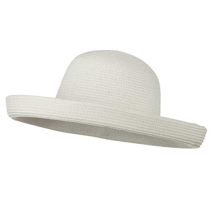 Jeanne Simmons Sewn Braid Kettle Brim Self Tie Hat - White