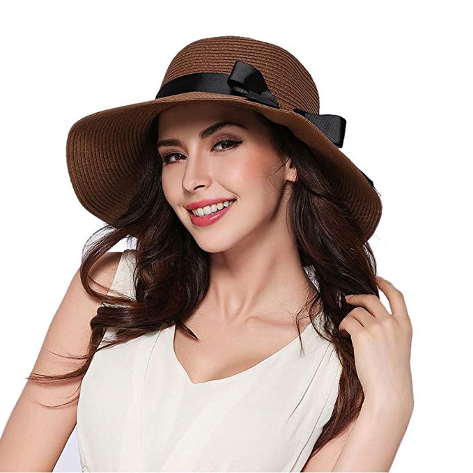 kekolin The New Womens Straw Hat Floppy Foldable Roll up Beach Cap Sun Hat