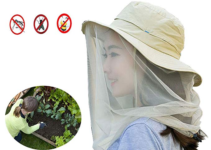 Racheljp Gardening Hat Women Sun Protection, Mosquito Netting Wide Brim Hats