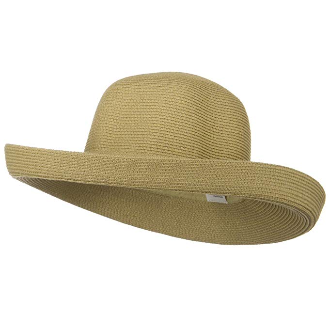 Jeanne Simmons UPF 50+ Cotton Paper Braid Large Kettle Brim Hat - Tan