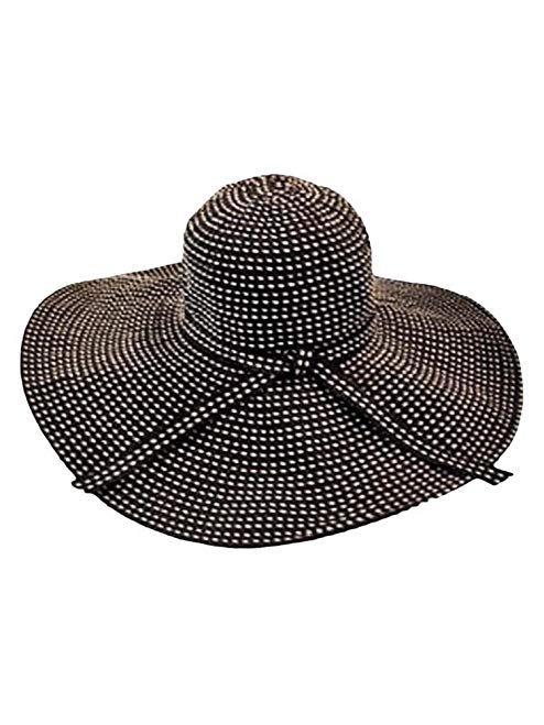 Luxury Divas Black & Tan Wide Brim Beach Floppy Hat