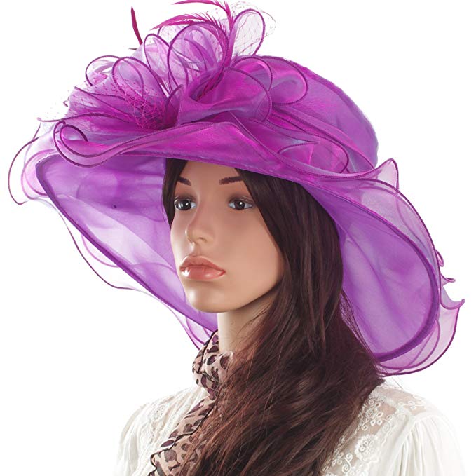 Original One Women's Organza Feather/Veil Party Occasion Event Kentucky Derby Church Dress Sun Hat Cap
