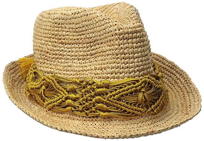 Physician Endorsed Women's Malia Crochet Raffia Sun Hat with Macrame Trim, Rated UPF 30 for Sun Protection